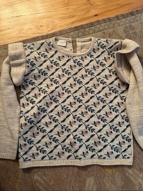 PAZ Kids Beige Floral Knit Sweater